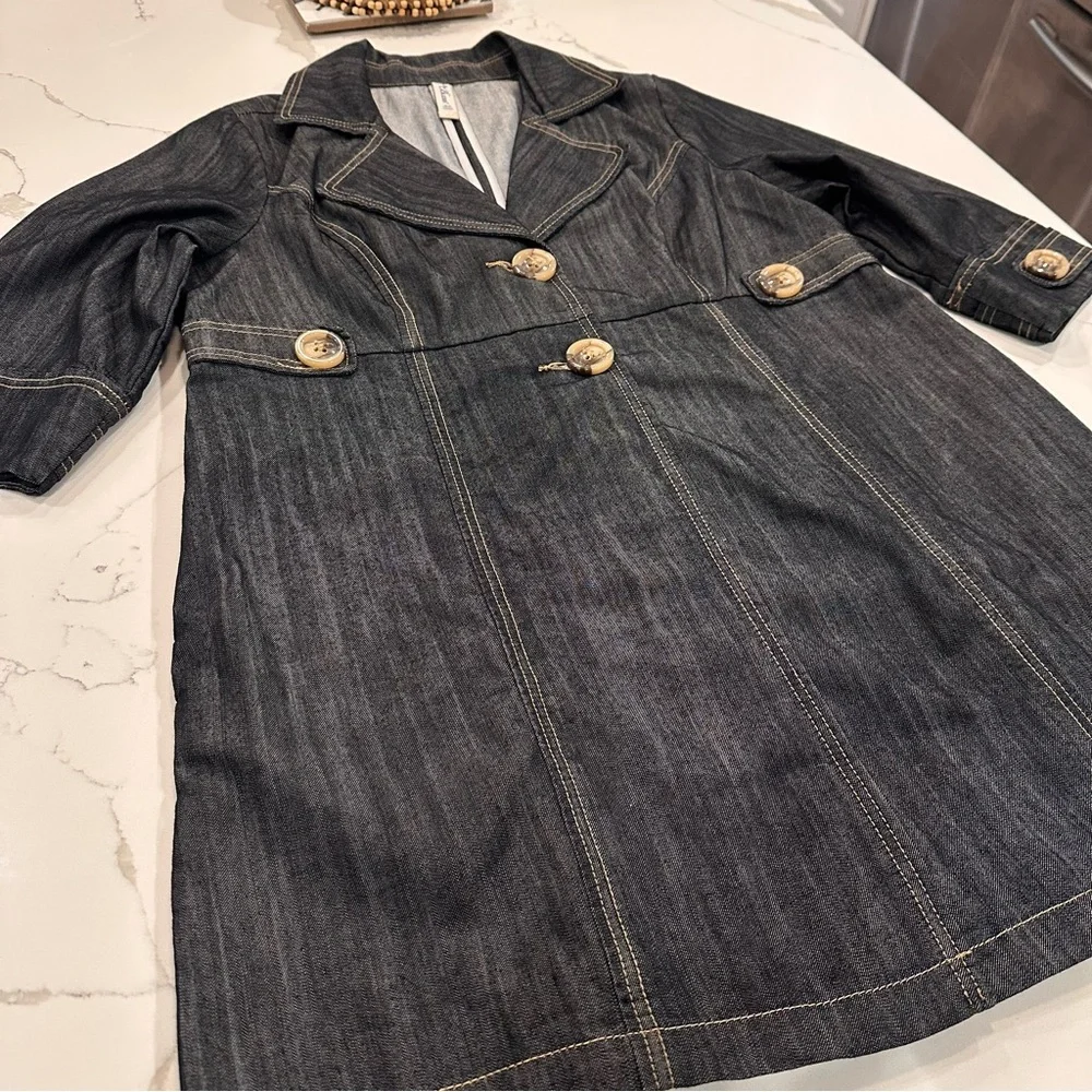 Vintage 90s Y2K L.A. Blues Denim Dark Wash Jean Jacket Women 16W Trench Pea Coat